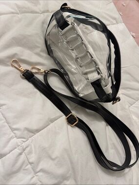 Clear Crossbody Bag with White  and Black Trim